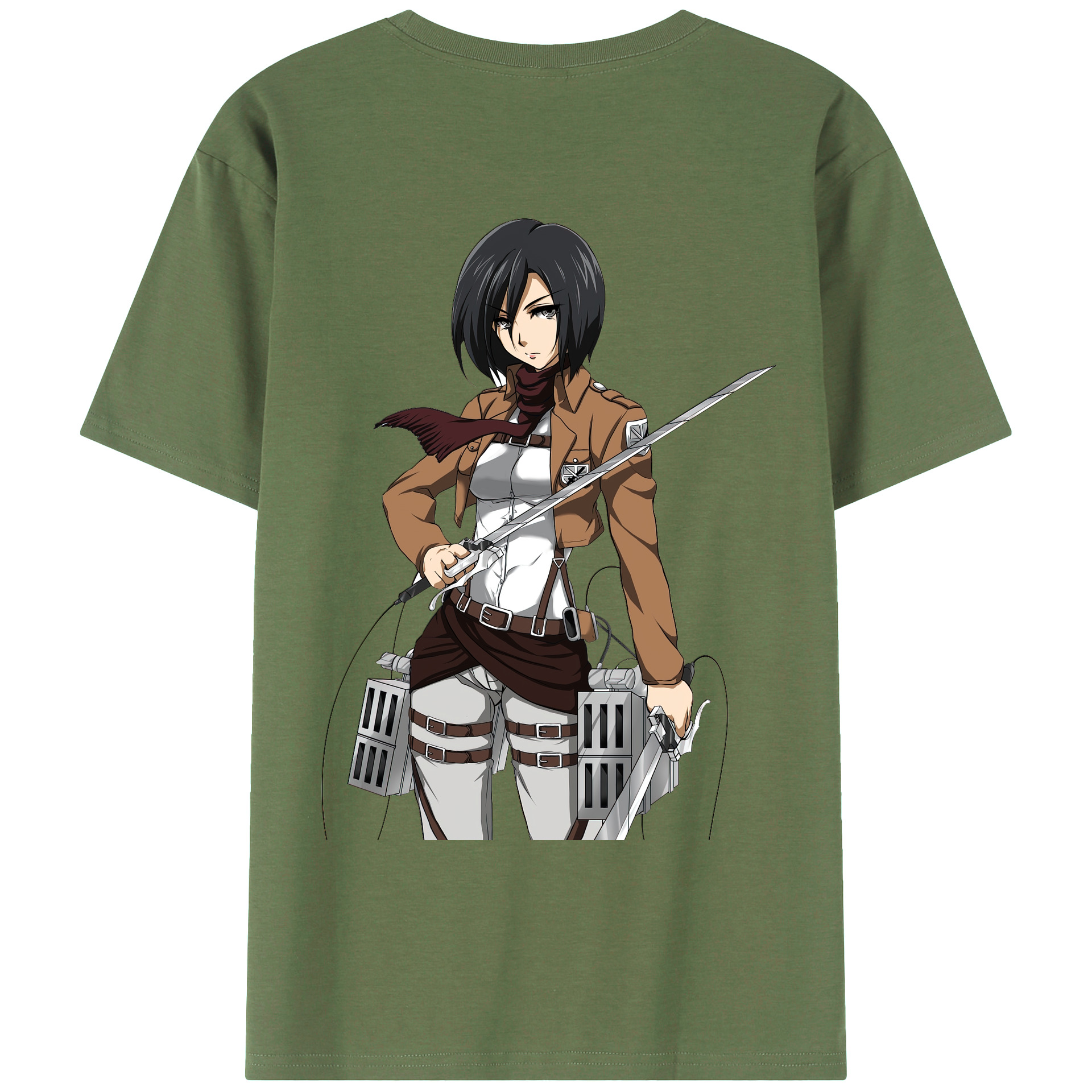 （画像用） 進撃の巨人 ミカサ·アッカーマン Attack on Titan Mikasa Ackerman 綿100％ メンズ半袖Tシャツ（バックプリント） 通気性